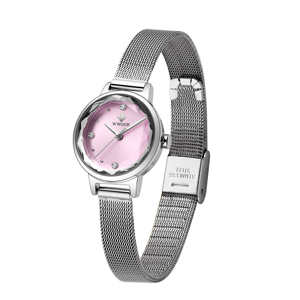 Reloj de cuarzo sencillo de moda para mujer con correa de malla