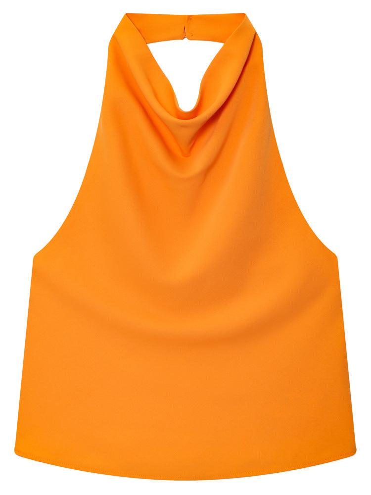 Womens Silk Satin Elegant Halterneck Tank Top