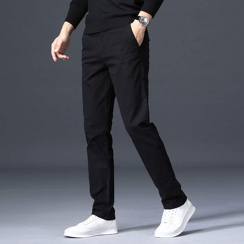 Pantalones de negocios elásticos, holgados y rectos para jóvenes.