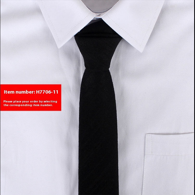 Corbata estrecha de algodón de estilo coreano de color liso para hombre, de 6 cm, para uso formal, informal, de negocios y boda