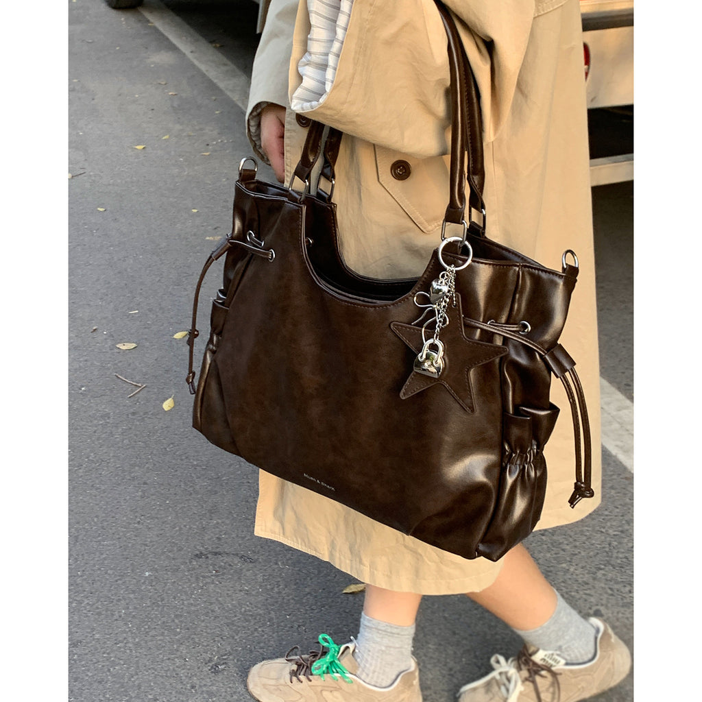 Bolso de mano estilo motero vintage de gran capacidad para mujer