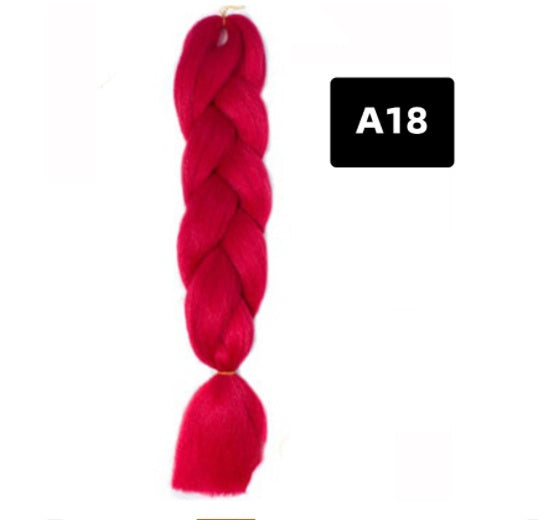 Peluca de seda africana de alta temperatura con fibra química y trenza grande en color degradado