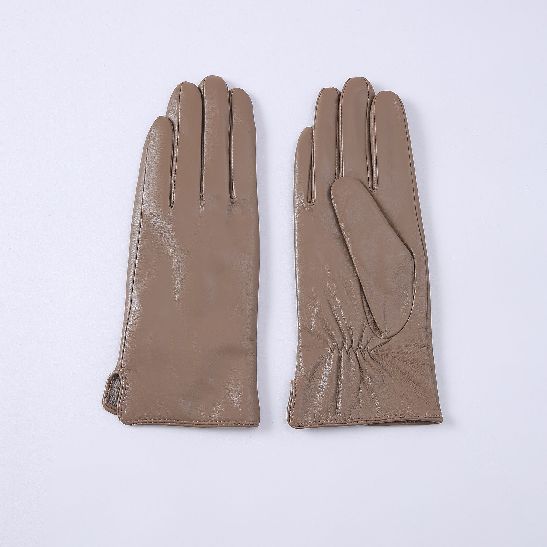 Guantes térmicos de cuero con forro polar de color liso para mujer