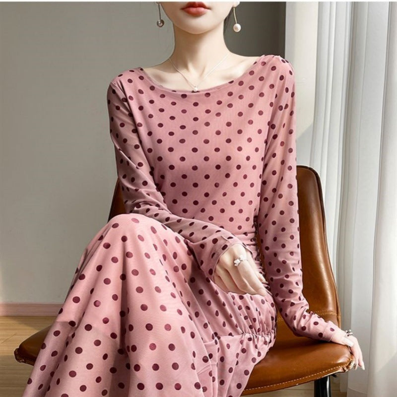 Vestido estampado de manga larga para mujer