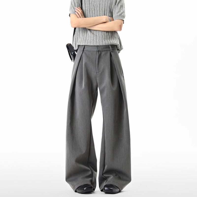Pantalones de vestir plisados ​​tridimensionales estilo americano en forma de H para hombre