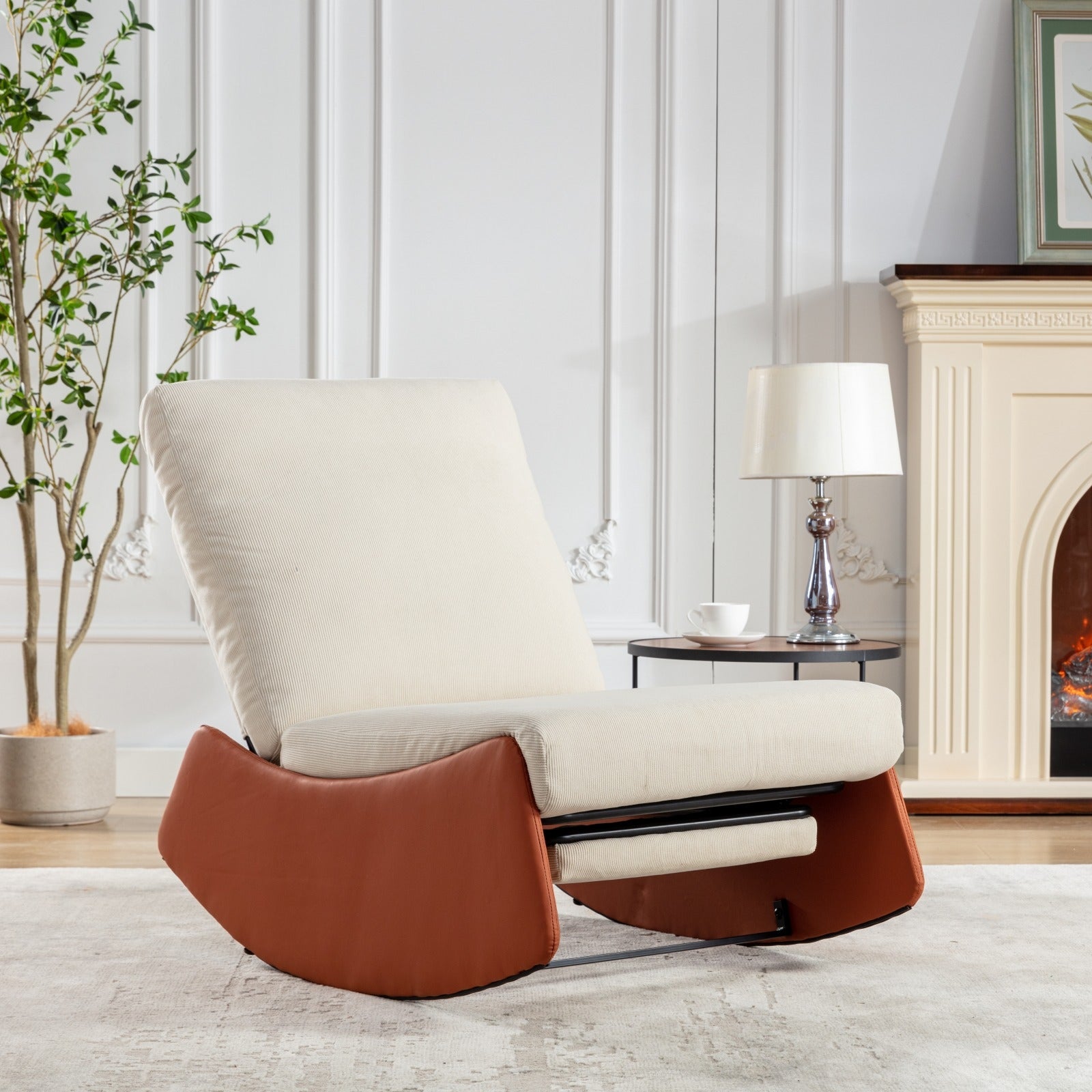 Sillón mecedor reclinable moderno, cómodo sillón mecedor para guardería con reposapiés, sillón de lectura decorativo, tapizado