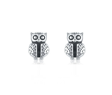 Sterling Silver Creative Design Cute Owl Stud Earrings For Women