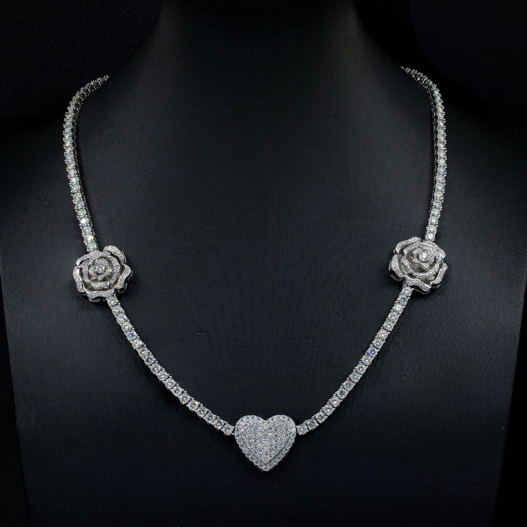 Collar de rosa personalizado de hip-hop de Moissani en plata 925