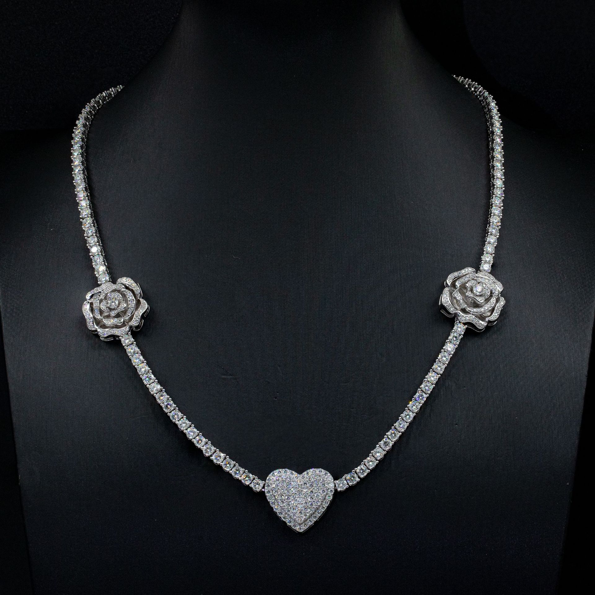 Collar de rosa personalizado de hip-hop de Moissani en plata 925
