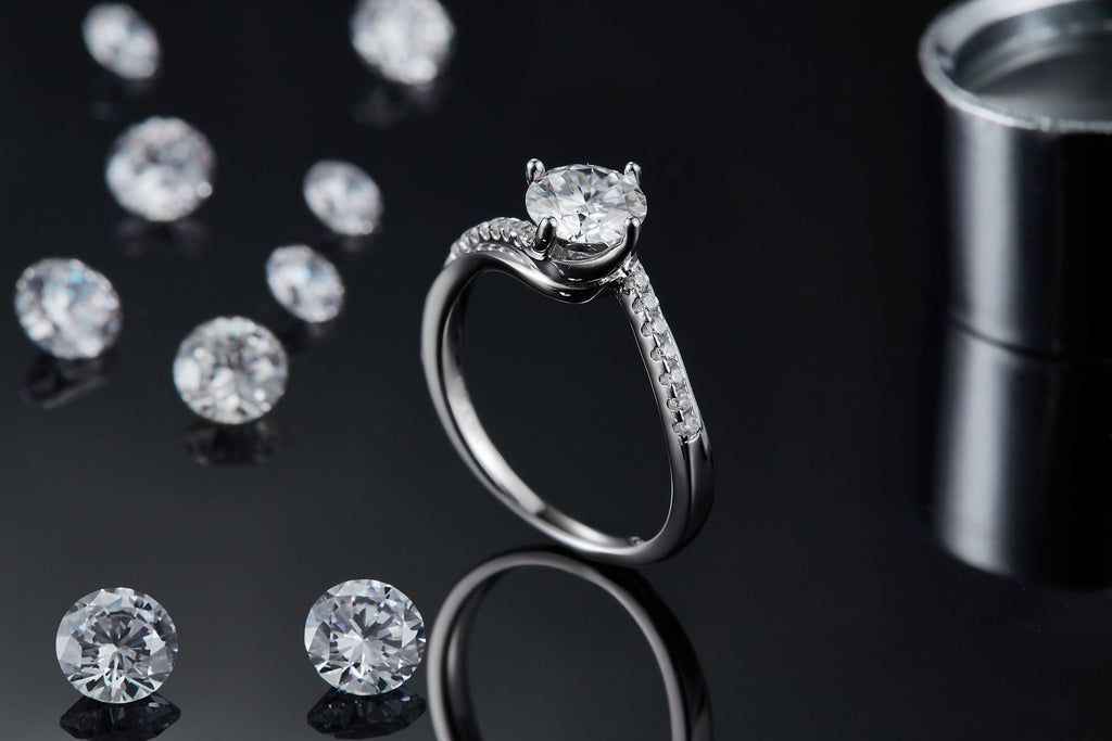 1 carat Luxury And Fashionable Light Luxury Jewelry Silver Ring Set With Top quality Moissanite Silver Plated Platinum
