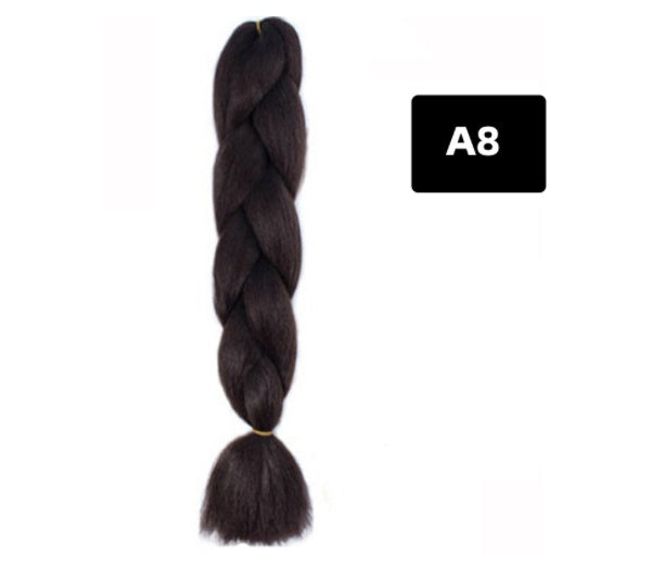 Peluca de seda africana de alta temperatura con fibra química y trenza grande en color degradado