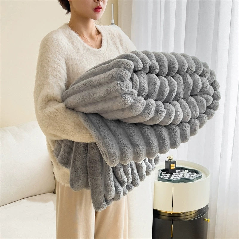 Rabbit Plush Multifunctional Blanket Strip Milk Fiber Bedding