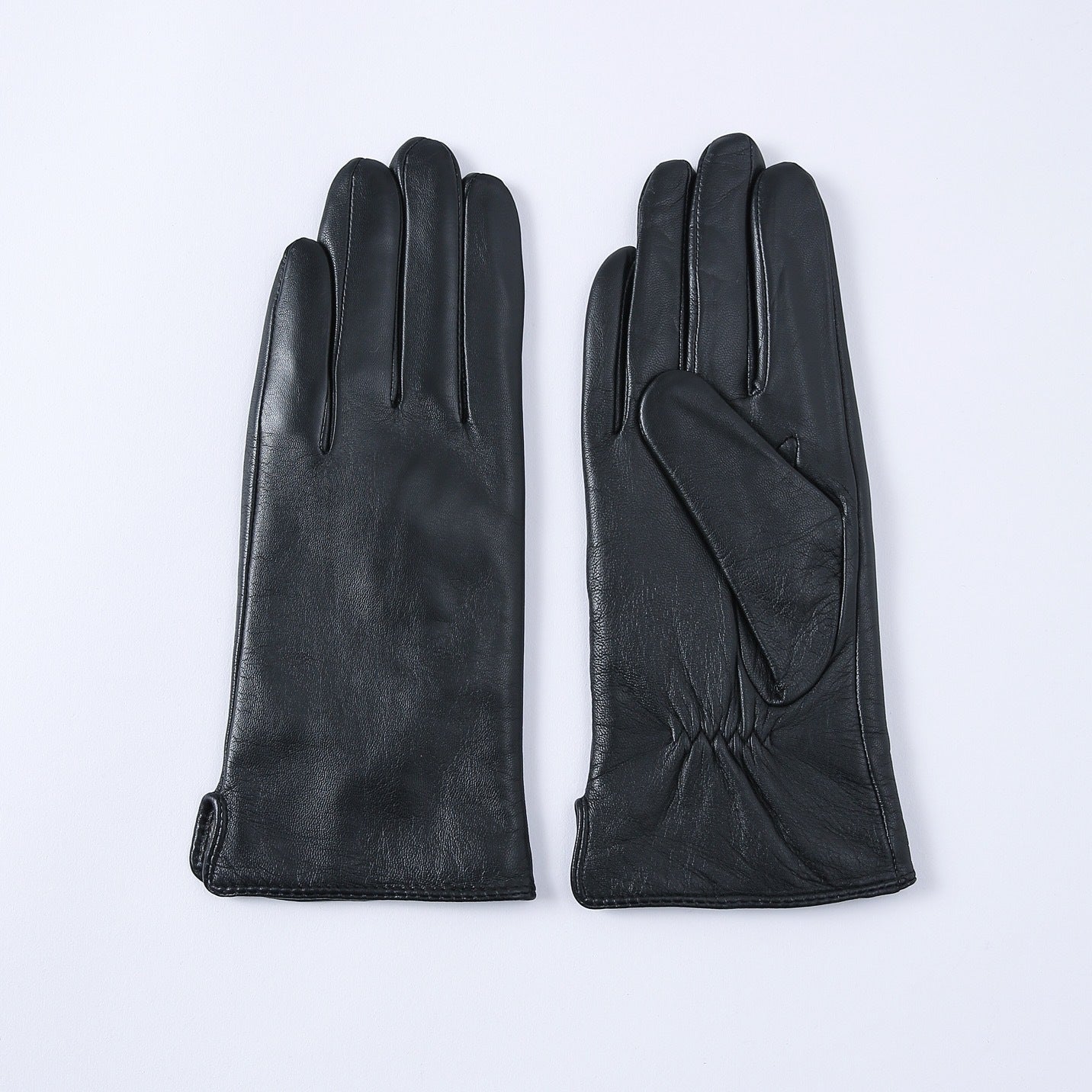 Guantes térmicos de cuero con forro polar de color liso para mujer