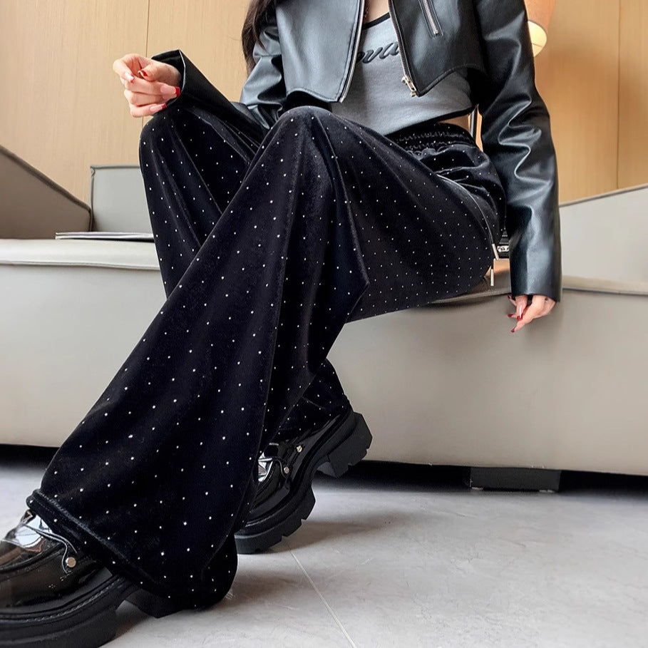 Pantalones rectos adelgazantes de cintura alta para mujer