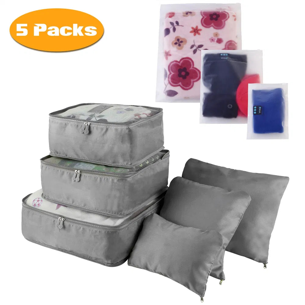 Juego de 9 bolsas de almacenamiento de ropa, resistentes al agua, organizadores de equipaje de viaje, cubos de embalaje para blusas, medias y ropa interior.