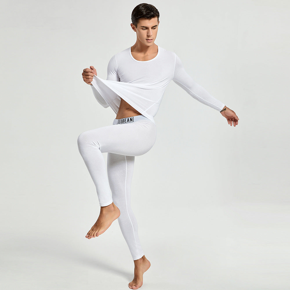 Ropa interior térmica de punto de algodón elástico, ajustada, para otoño