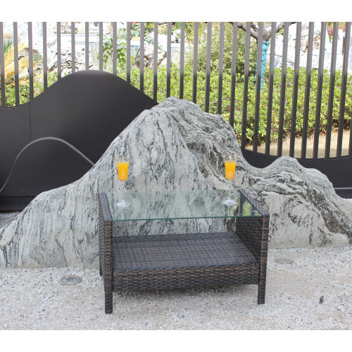 Mesa de centro para muebles de patio al aire libre con vidrio templado transparente