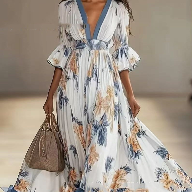 Vestido estampado con dobladillo acampanado para mujer