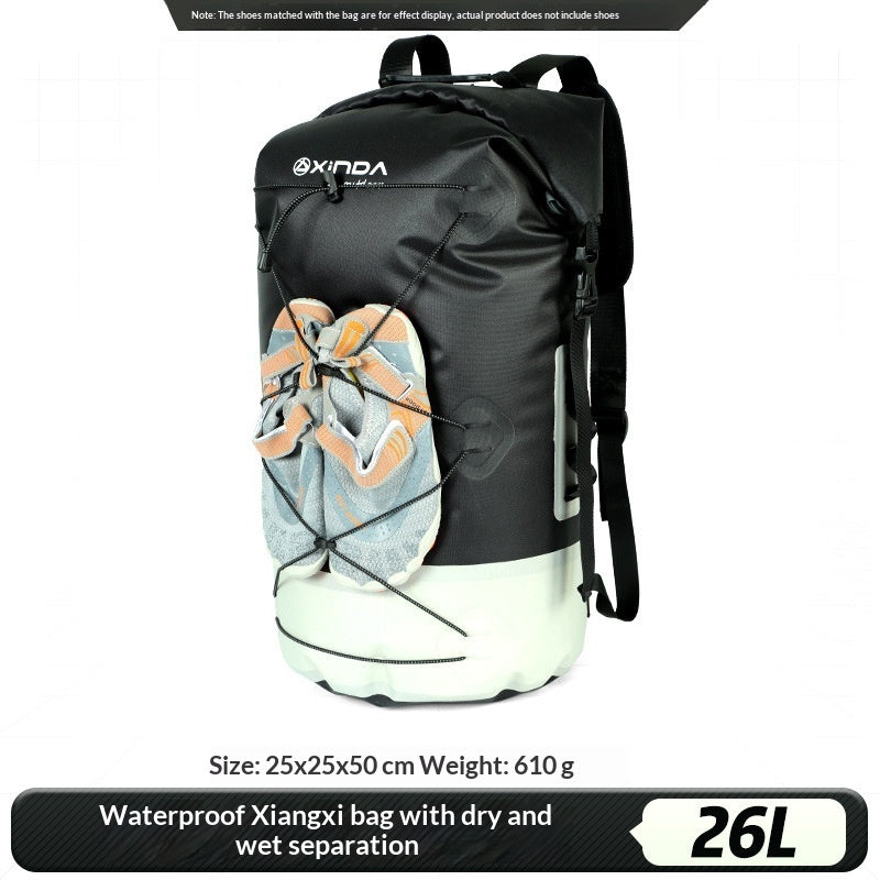 Mochila impermeable IPX7 para exteriores con separación de humedad y humedad