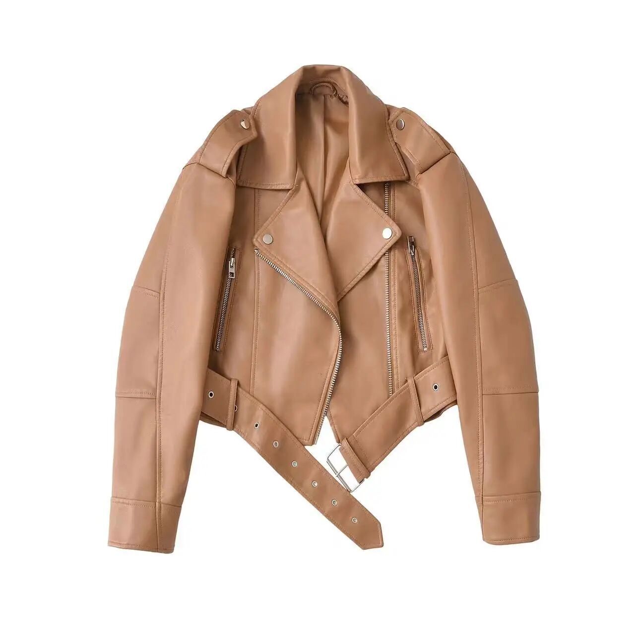 Chaqueta holgada lavada con cuello vuelto estilo urbano retro, la más vendida