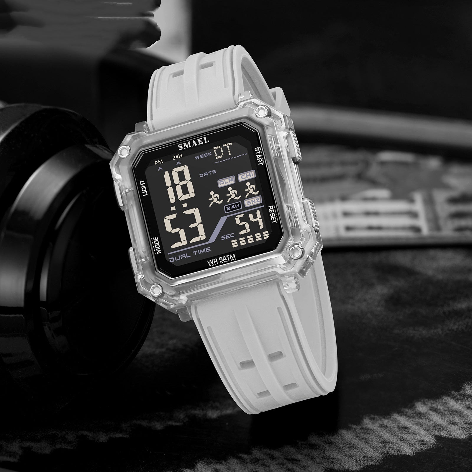 Reloj deportivo con alarma y cronómetro de moda informal para estudiantes.