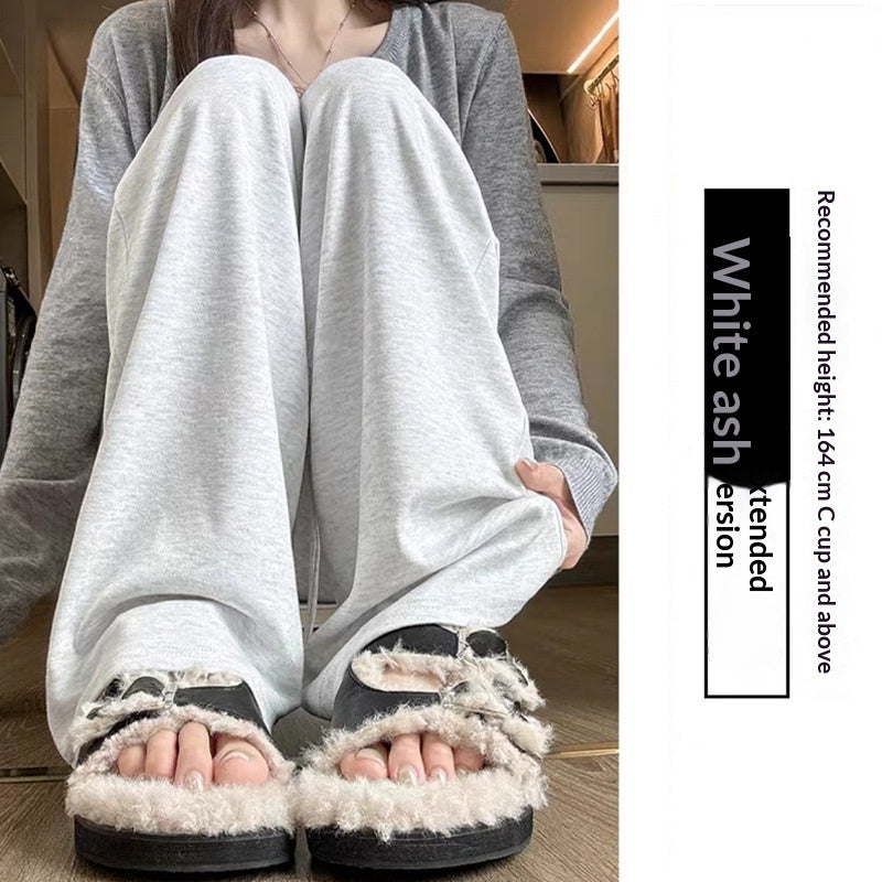Pantalones de punto rectos de cintura alta y pierna ancha para mujer