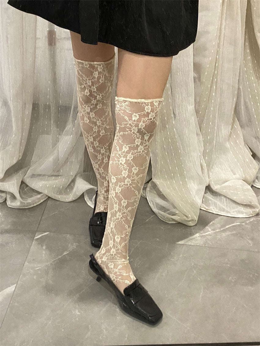 Korean Online Influencer Stretch Lace Over-the-knee Stockings