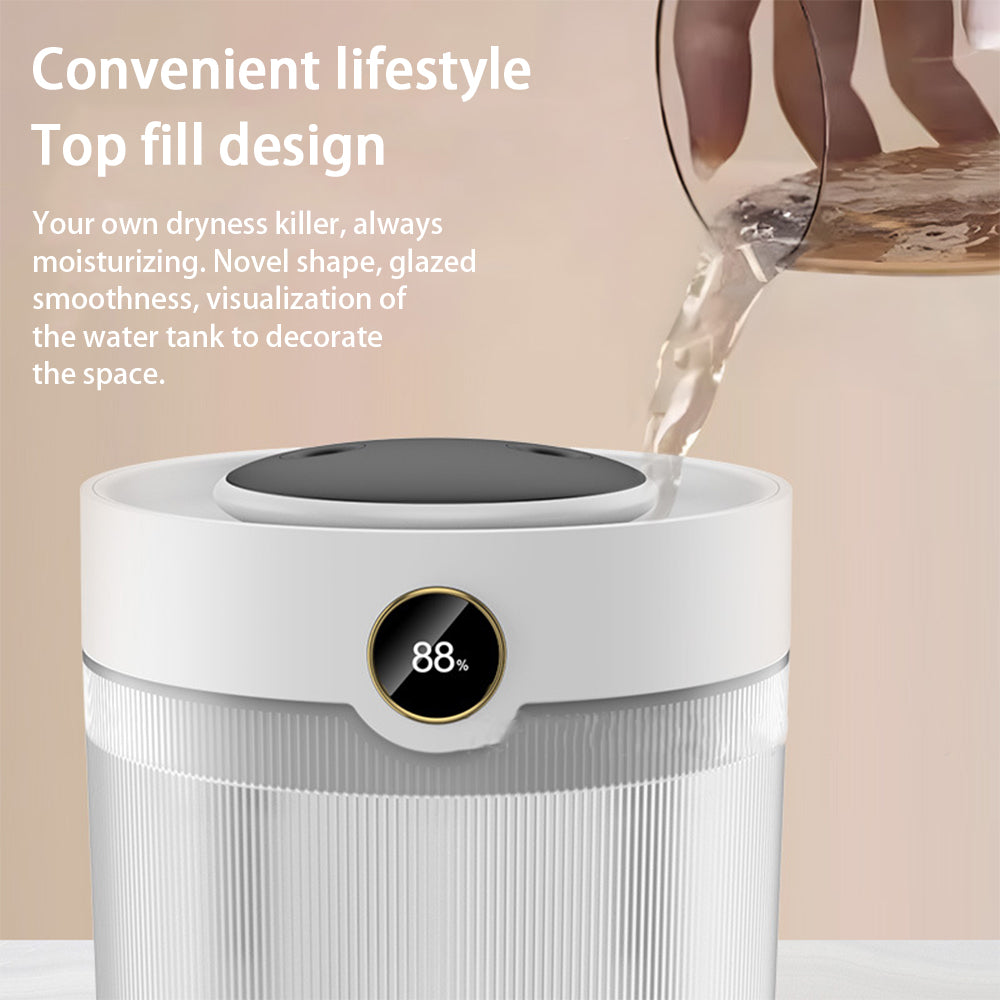 Humidificador de escritorio silencioso con doble pulverización y pantalla digital de humedad de gran capacidad de 2 l, USB, medidor de recarga de agua y cantidad de niebla.