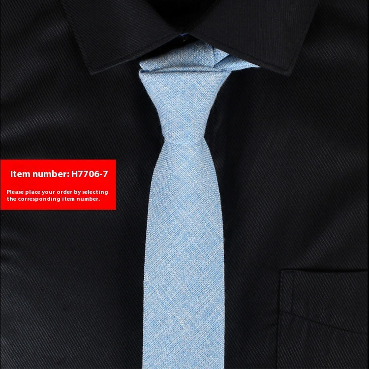 Corbata estrecha de algodón de estilo coreano de color liso para hombre, de 6 cm, para uso formal, informal, de negocios y boda