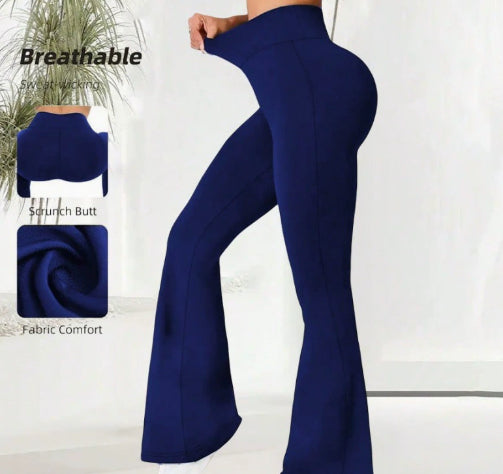Pantalones de yoga finos de verano para mujer, leggings anchos de cintura alta y pierna recta