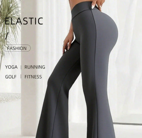 Pantalones de yoga finos de verano para mujer, leggings anchos de cintura alta y pierna recta
