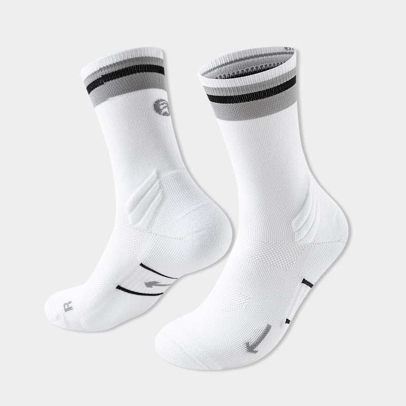 Calcetines de maratón a media pantorrilla para hombre y mujer, ideales para senderismo y trail running.