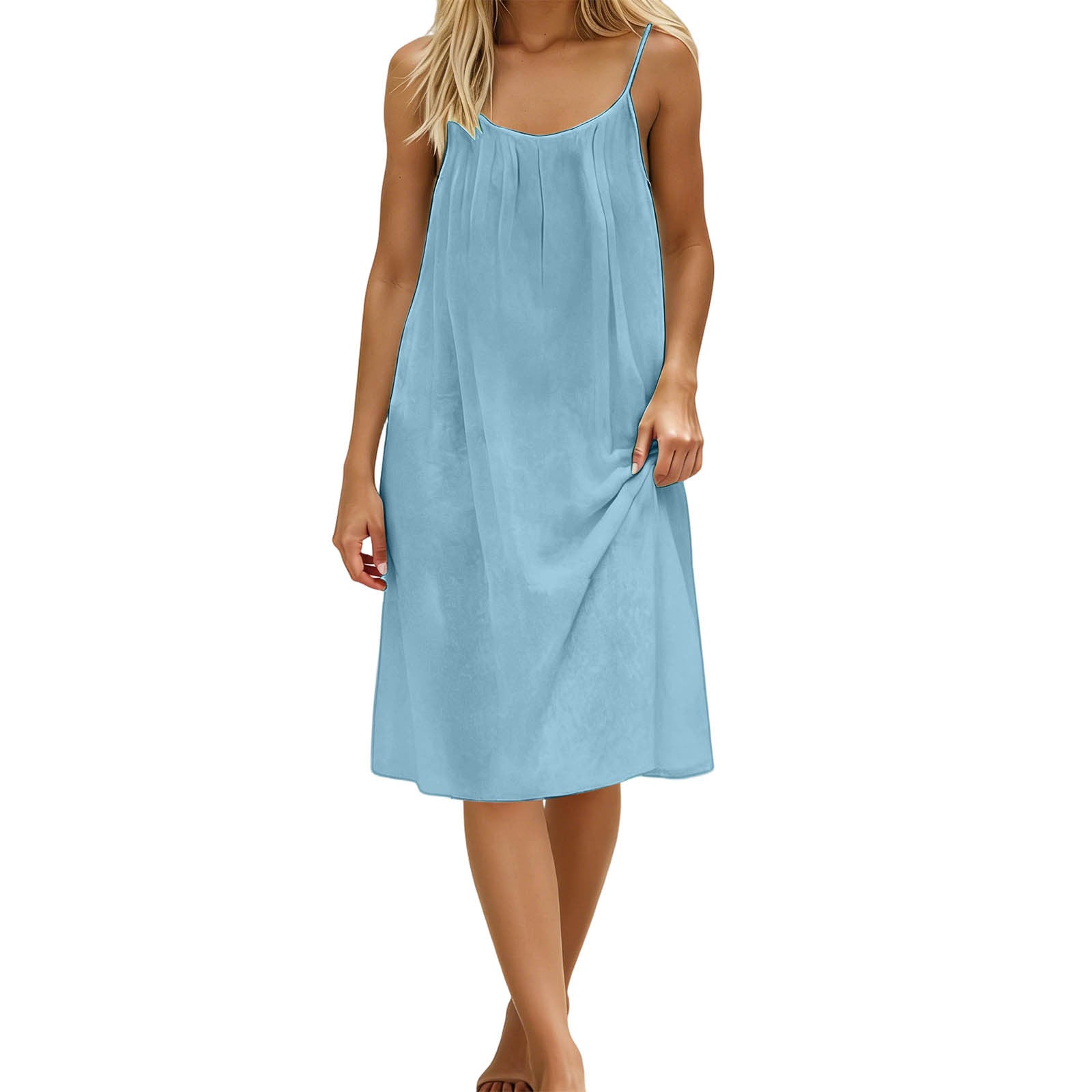 Vestido de lino y seda de hielo para mujer, tallas grandes, moda