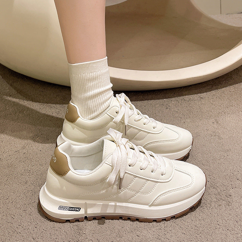 Nuevos zapatos de plataforma blancos de moda de otoño para mujer