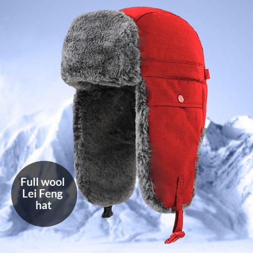 Gorra Lei Feng de invierno para hombre, resistente al viento y con protección auditiva para exteriores