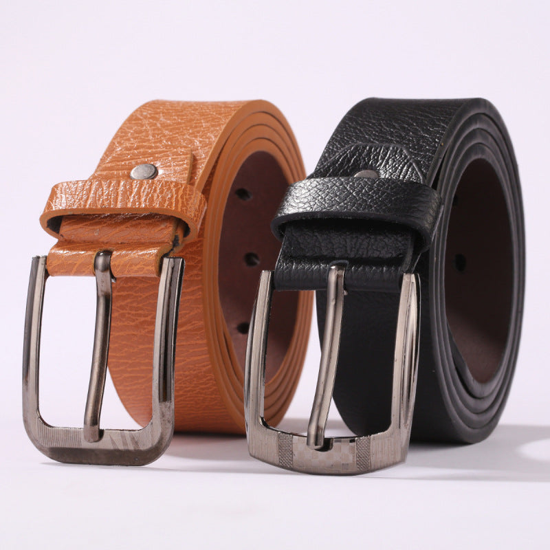 Cinturón de cuero informal para hombre con hebilla para pantalones
