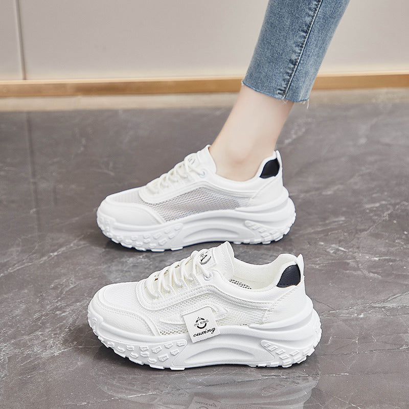 Zapatillas informales de malla transpirable con suela blanda para mujer