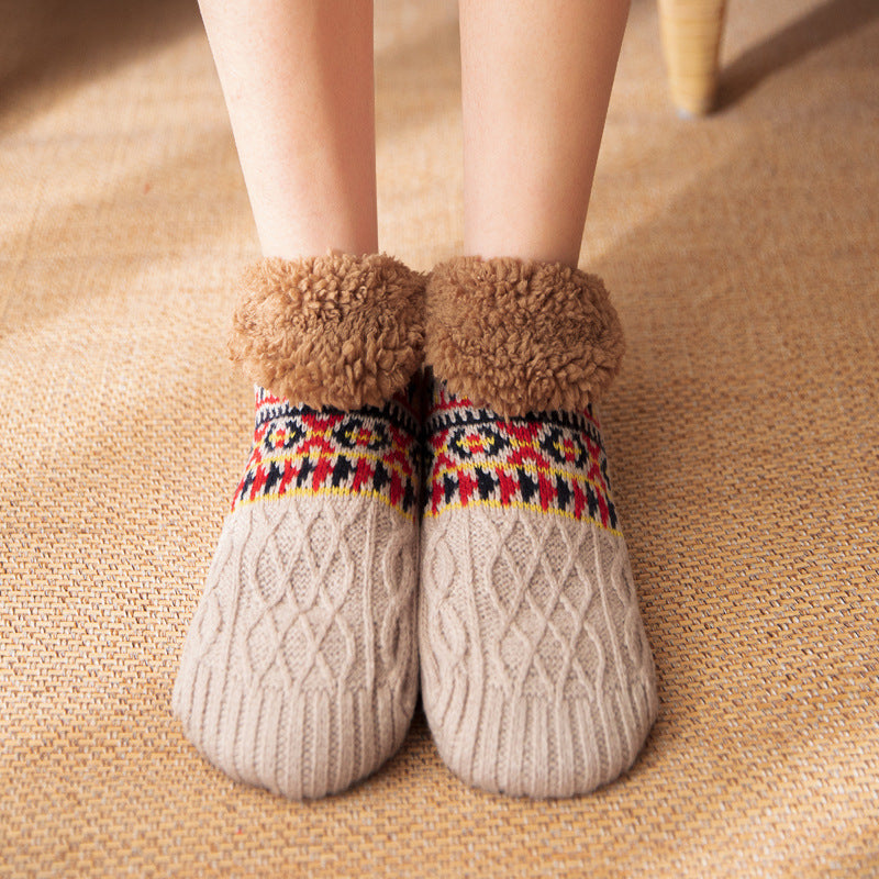 Calcetines tipo botín de forro polar, cómodos y antideslizantes, para uso en interiores, para mujeres y hombres.