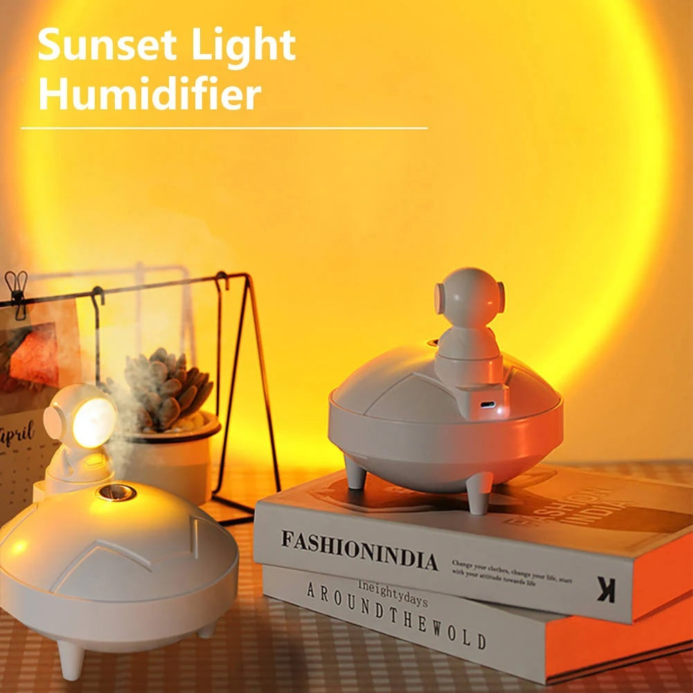 Humidificador de lámpara de astronauta con 2 modos de pulverización y cabezal giratorio de 360 ​​grados, lámpara de proyector con carga USB
