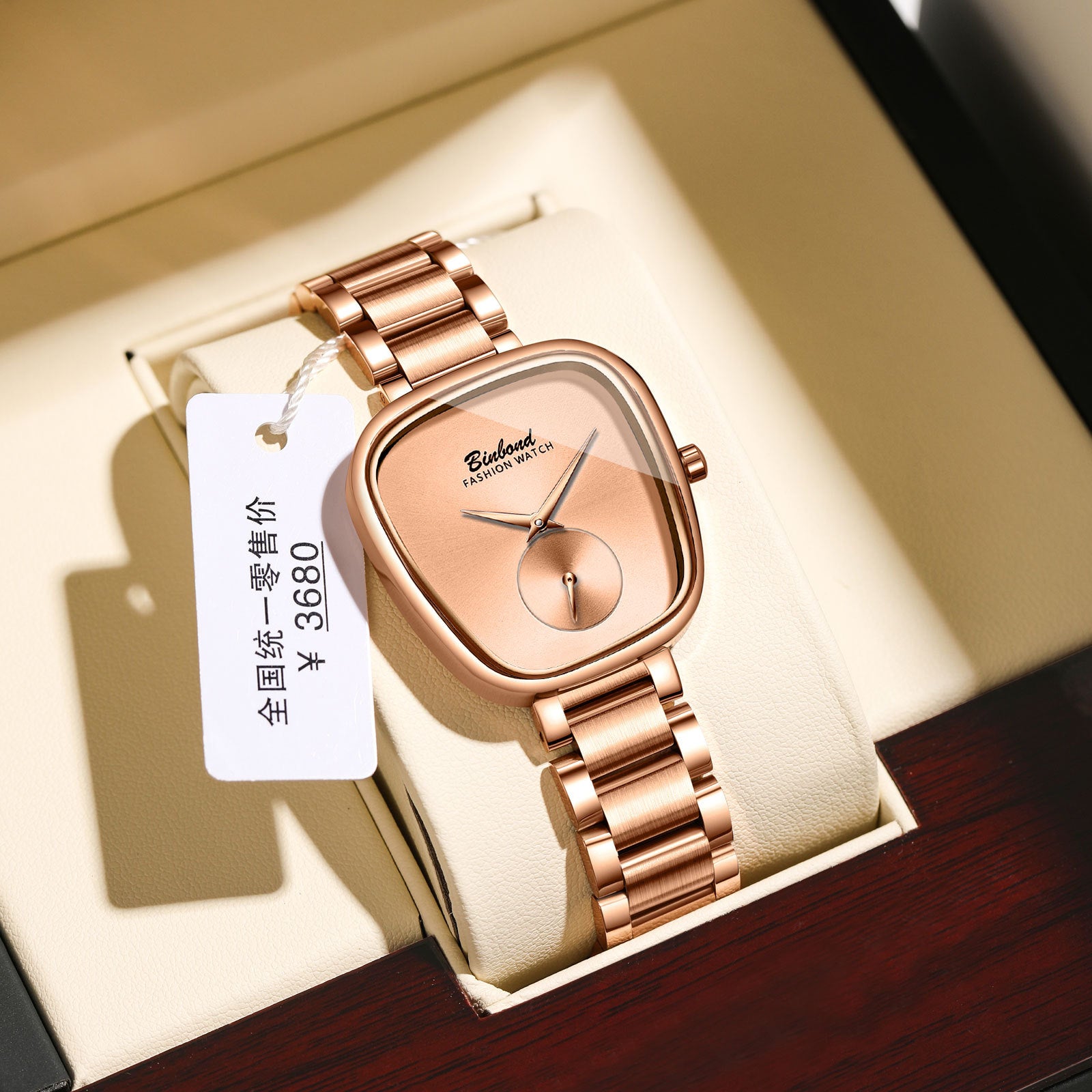 Reloj de cuarzo de acero inoxidable resistente al agua para mujer