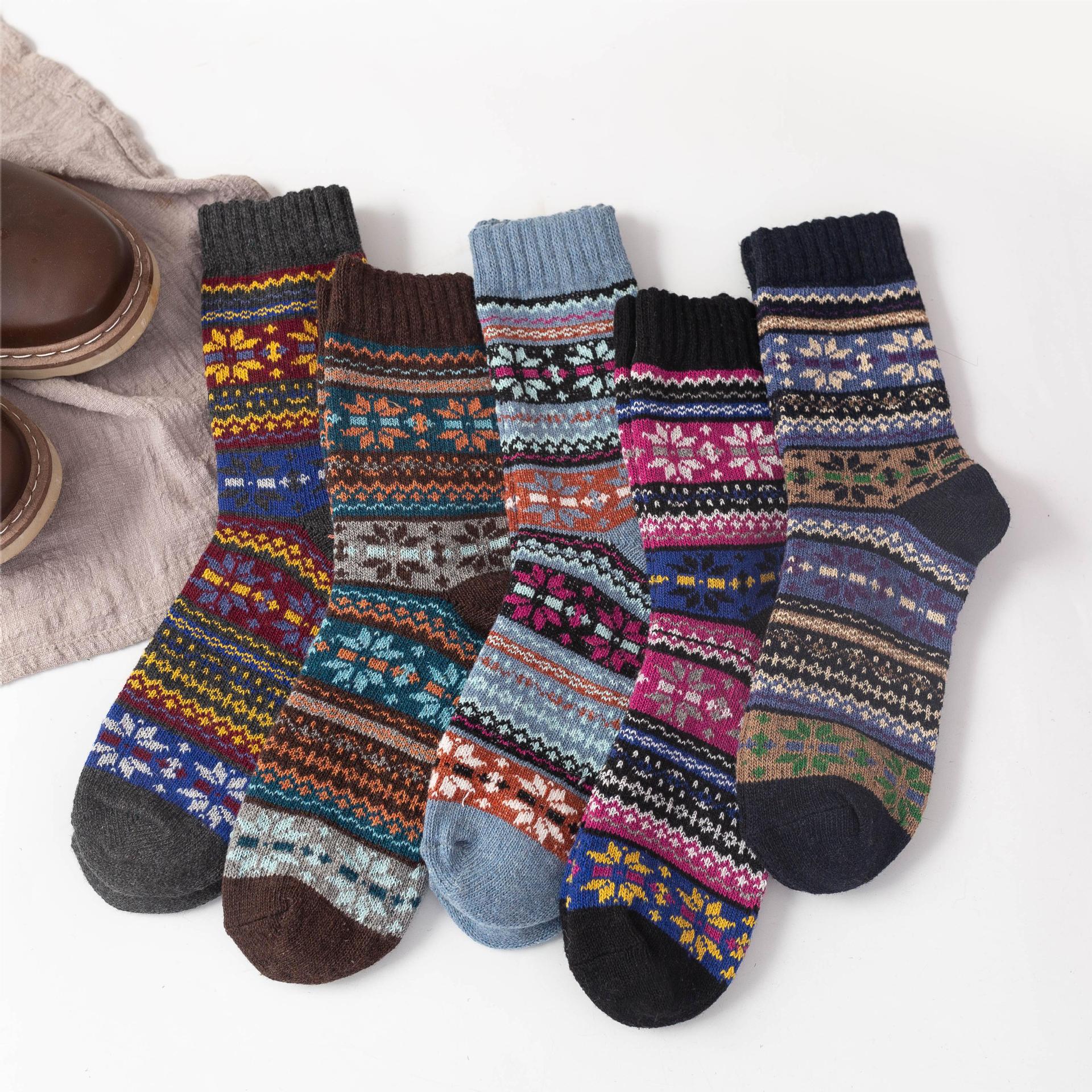 Calcetines de hombre de lana estilo étnico vintage para invierno