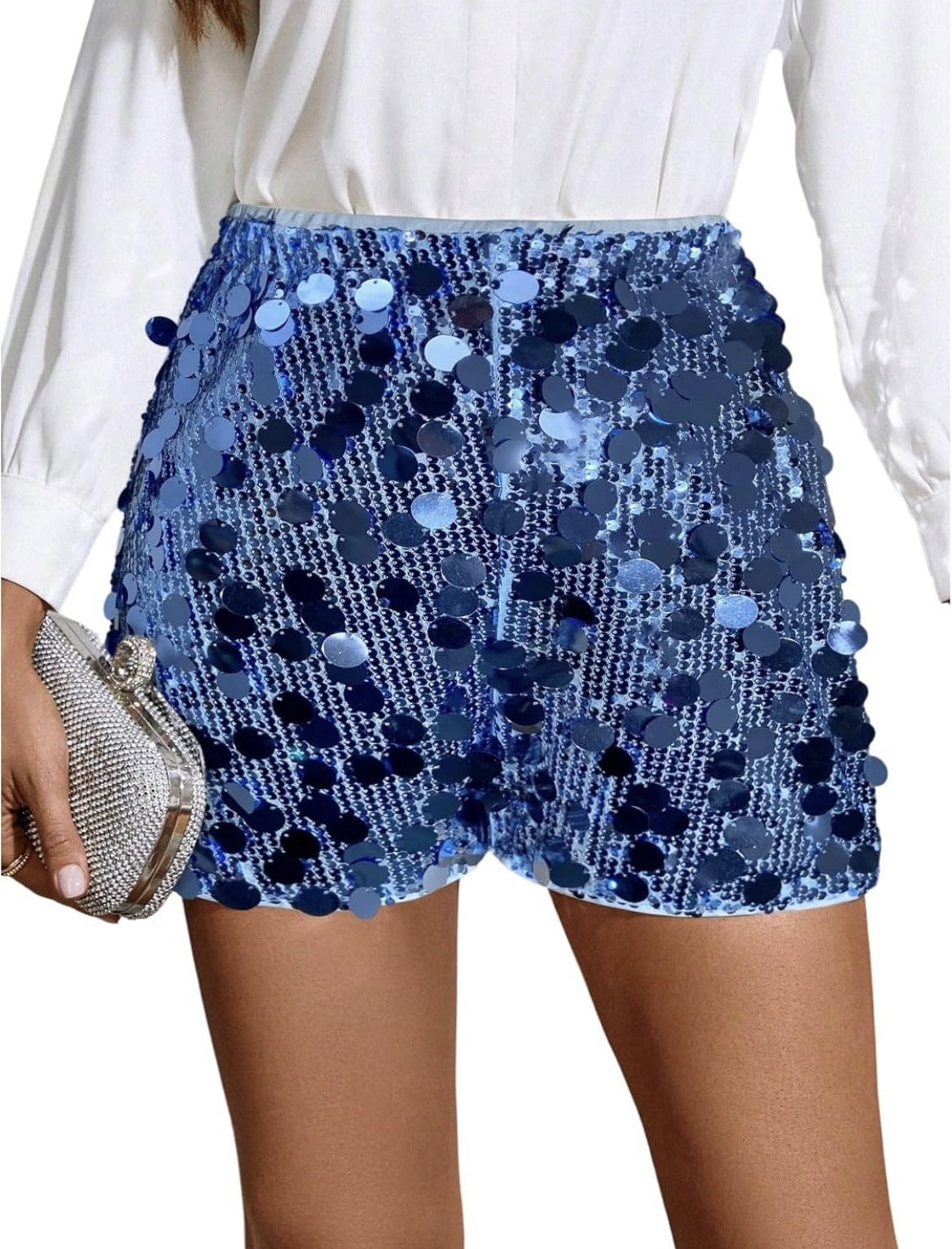 Pantalones cortos con cuentas y lentejuelas para discoteca de mujer