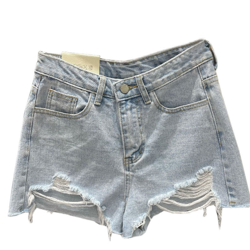 Shorts de mezclilla con bordes sin rematar para mujer, populares en Instagram