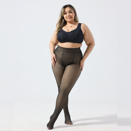 Pantalones de una pieza suaves, lavados con transparencias negras, para mujer, con grosor extra.
