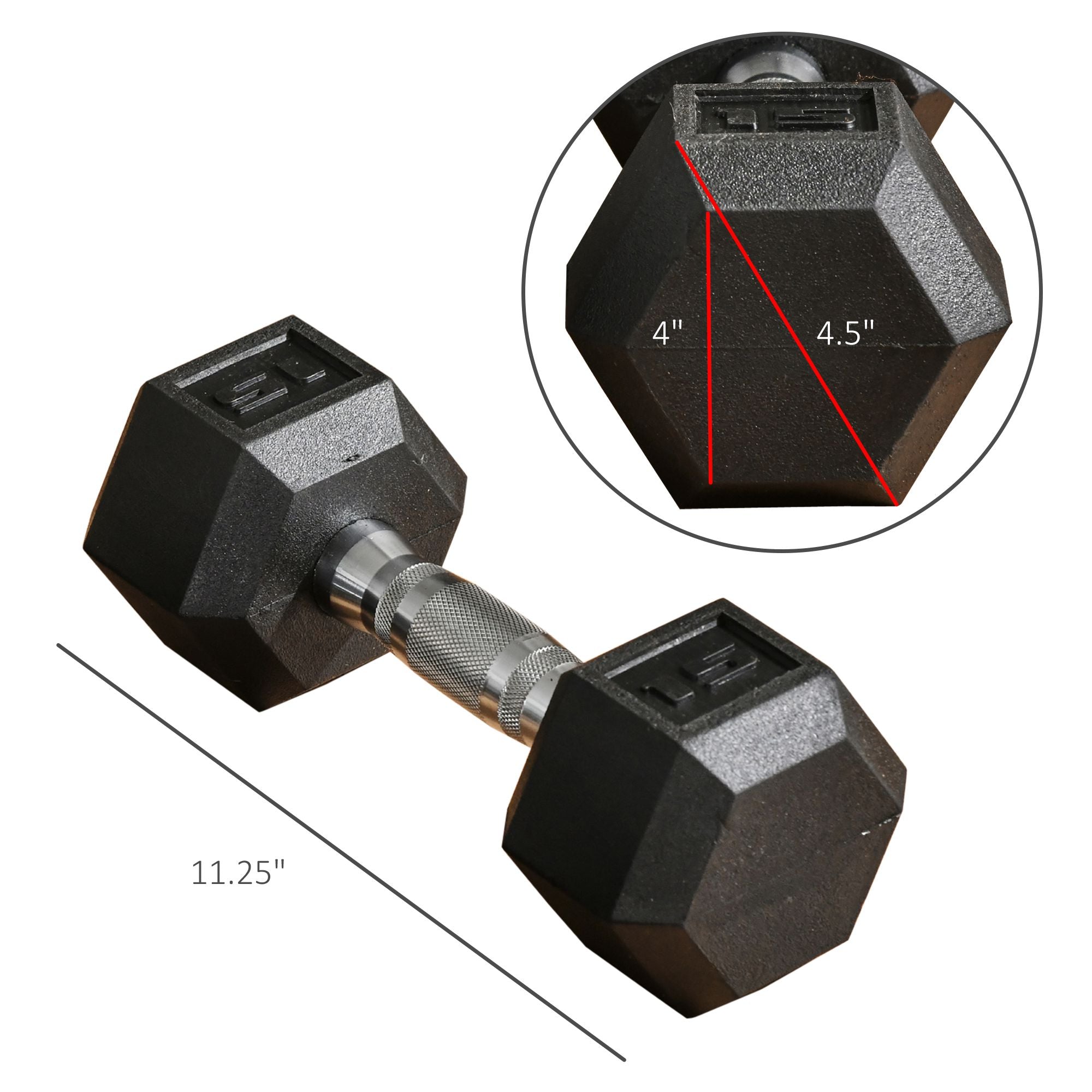 2 x 15lbs Hex Dumbbell Set of 2, Rubber Weights Exercise Fitness Dumbbell with Non-Slip Handles, Anti-roll, for Women or Men Home Gym Workout
