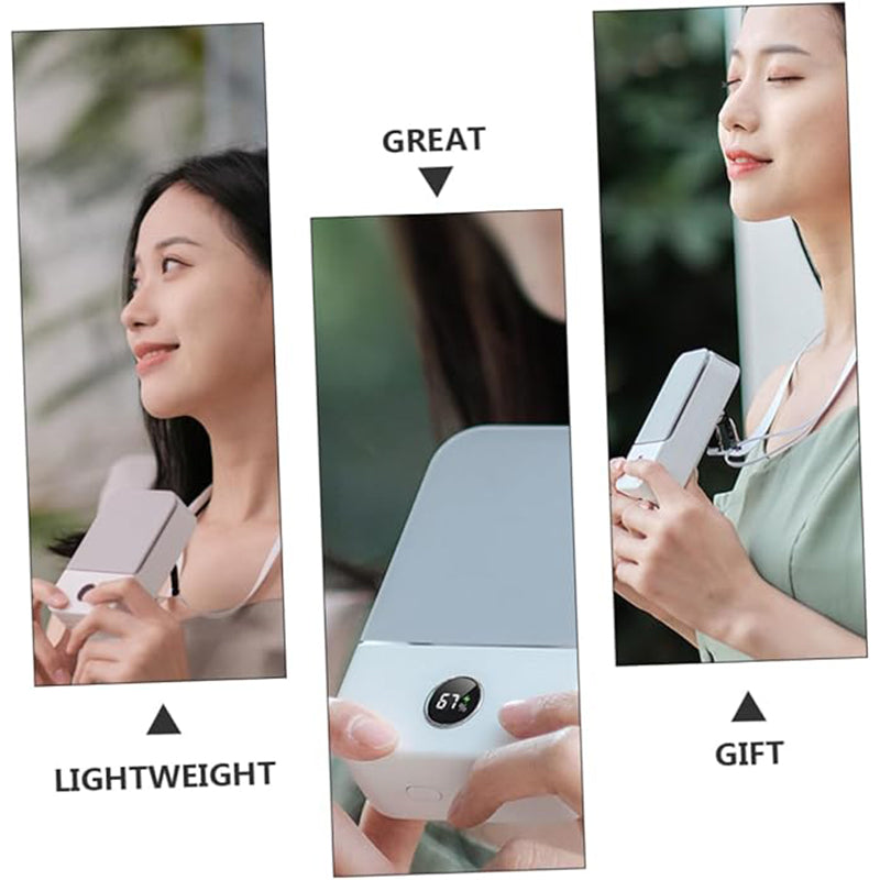 Ventilador de cuello colgante para persona perezosa, mini ventilador de cintura portátil de escritorio con carga USB y viento fuerte