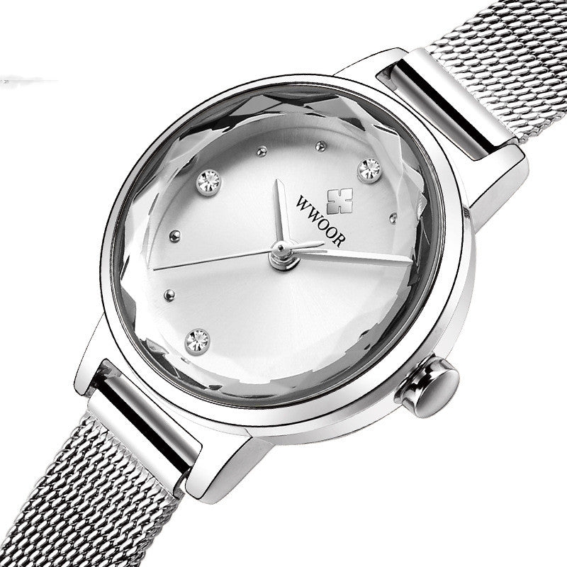 Reloj de cuarzo sencillo de moda para mujer con correa de malla