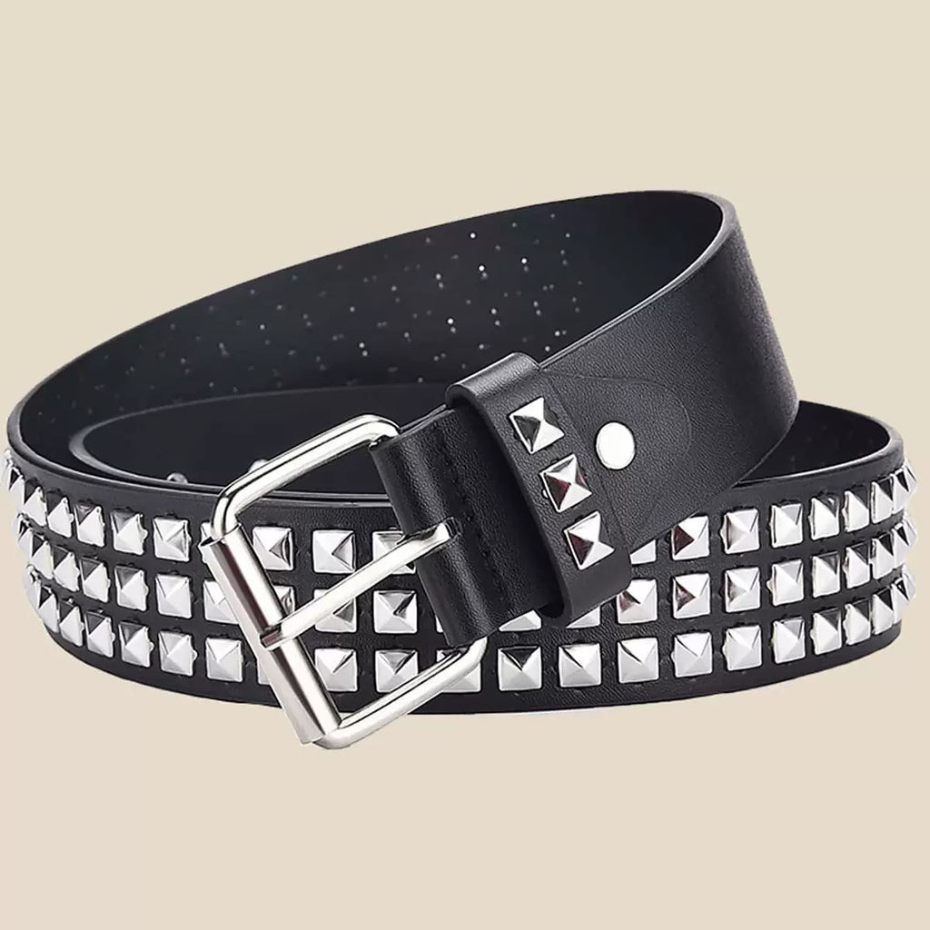 Square Bead Rivet Metal Pyramid Belt