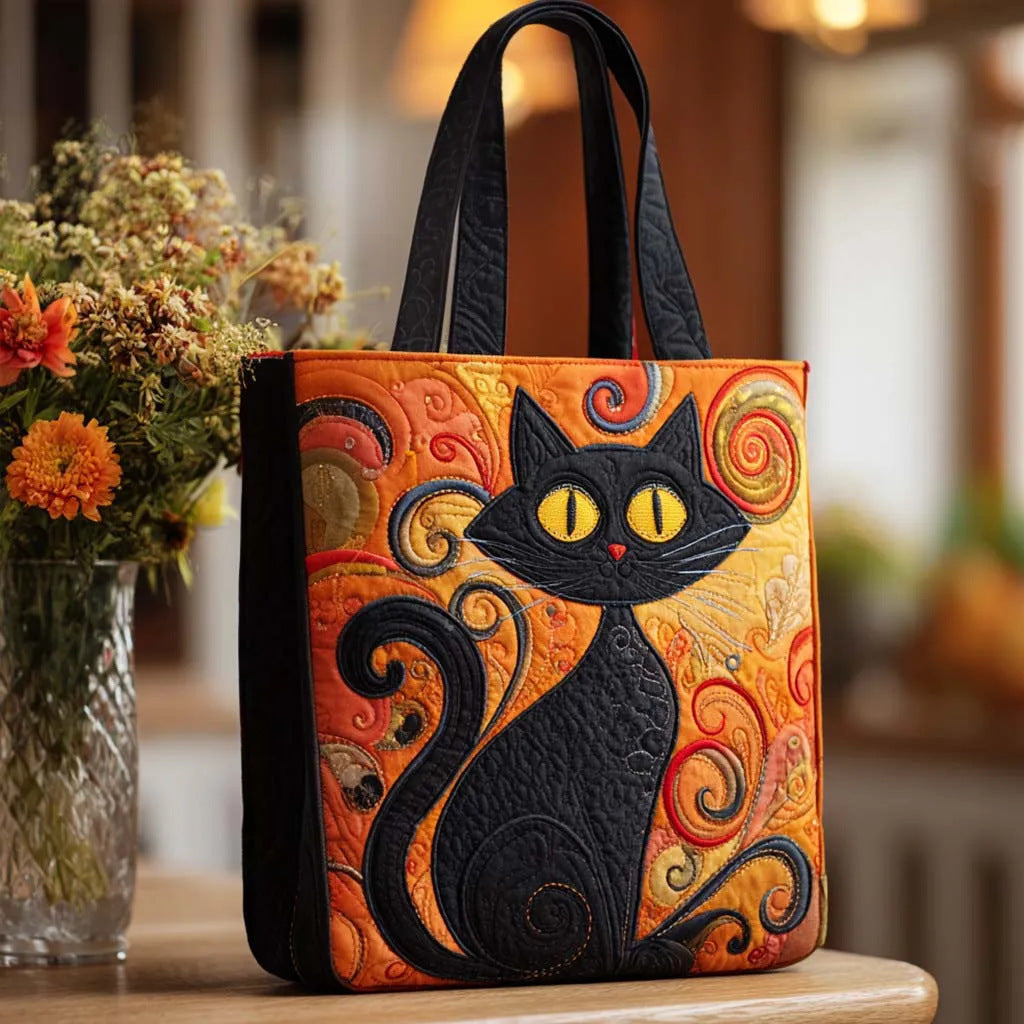 Bolso tote creativo de gran capacidad con impresión digital y bordado acolchado.