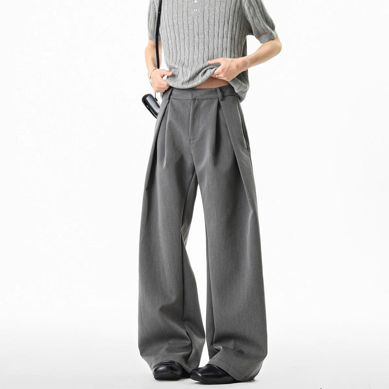 Pantalones de vestir plisados ​​tridimensionales estilo americano en forma de H para hombre